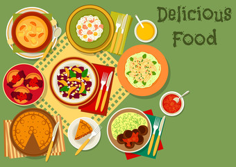 Dishes of Great Britain and thai salad icon