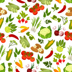 Farm fresh vegetables seamless pattern