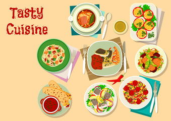 Tasty lunch menu icon for restaurant design