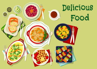 Fish snacks with dessert icon for food design