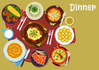 Bulgarian cuisine dinner icon for menu design