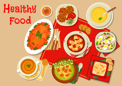 Main dishes of dinner icon for menu design
