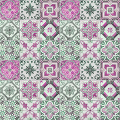 Old ceramic tiles patterns handicraft from thailand In the park
