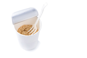 Instant noodles on white background