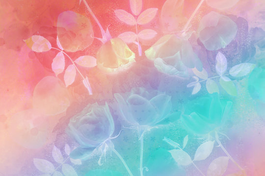 Beautiful artistic background with romantic pink roses