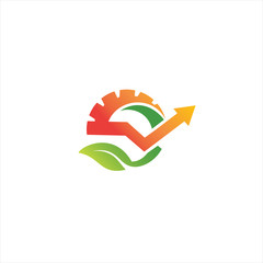 Letter G Gear Leaf Arrow Logo