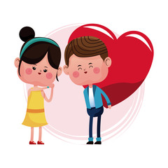 couple loving giving big red heart vector illustration eps 10