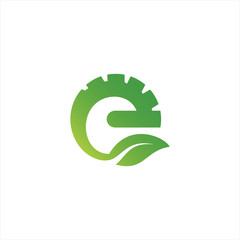 Letter G Gear Leaf Logo