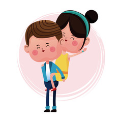 boy carrying girl funny graphic vector illustration eps 10
