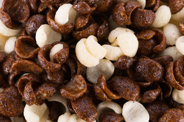 closeup cereal chocolate background