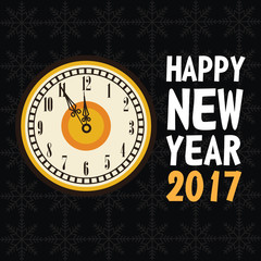 happy new year 2017 greeting card old clock vector illustration eps 10