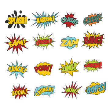 Comic sound effect boobles set  isolated on white background