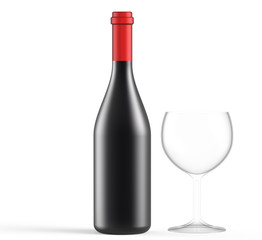 opaque wine bottle with glass