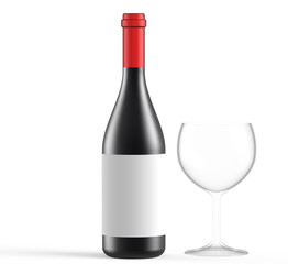 opaque wine bottle with glass