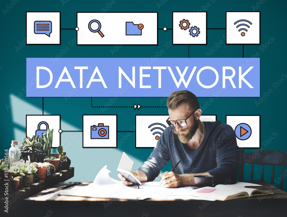 Wall mural network connection data internet technology concept