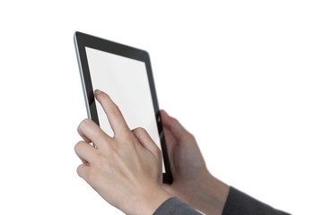 Businesswoman hand using digital tablet