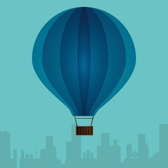 blue airballoon with city turquoise background vector illustration eps 10