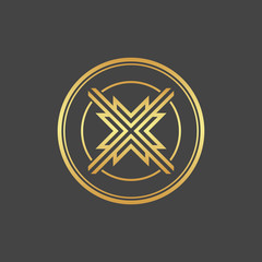 Abstract gold decorative element, pattern, cross