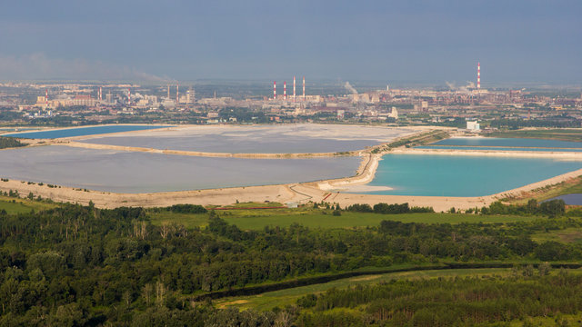 View of the factory Bashkir Soda Company from Shihan Kushtau.