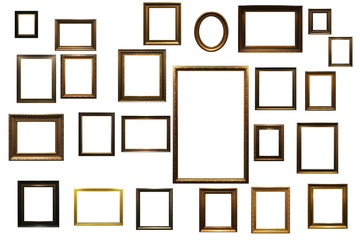 wooden  picture frame on white background