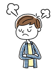 男の子：怒る、ケンカ
