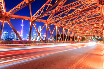 Fototapeta na wymiar Shanghai Garden Bridge Traffic at night