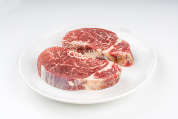 raw steak on a plate