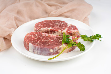 raw steak on a plate