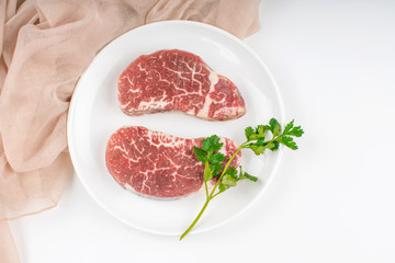 raw steak on a plate