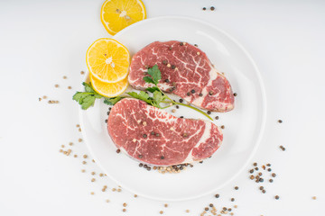 raw steak on a plate