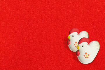 年賀状素材-酉年赤