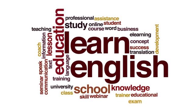 Learn English animated word cloud.