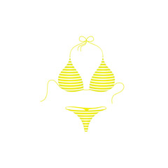 Striped bikini suit in yellow and white design 