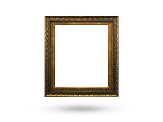 wooden picture frame on white background