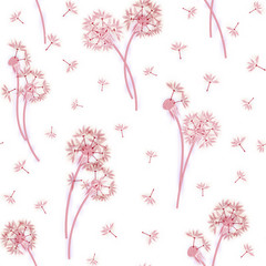 Naklejki  Imitacja akwarela, ręcznie rysowane wzór z delikatnych kwiatów wiosna - mlecze i nasiona na białym tle