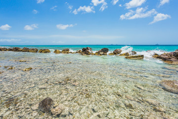 Flamingo beach at Aruba island