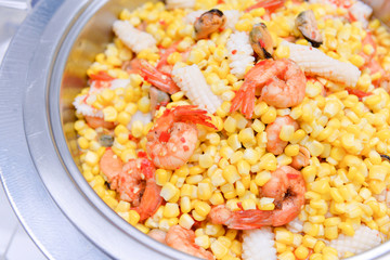 Fresh salad with shrimps and vegetables..