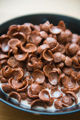 cereals chocolate with fresh milk