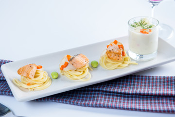 Pasta with salmon and cream sauce...