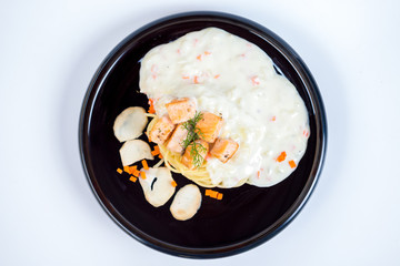 Pasta with salmon and cream sauce...