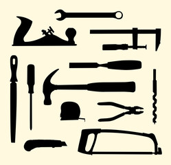 Mechanic hand tools kit silhouette. Good use for symbol ,logo, web icon, sign, or any design you want.
