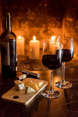 wine and a fire