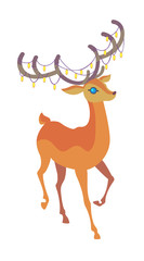 Reindeer Christmas icon. Moving deer