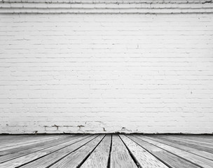  room with white brick