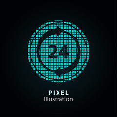 24 hour service - pixel illustration.