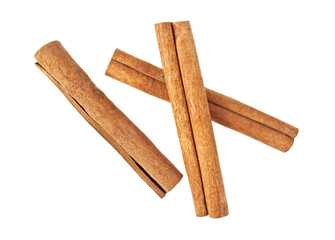 Cinnamon sticks on white background