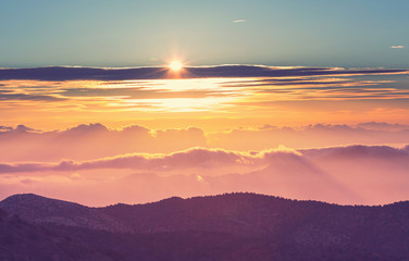 Mountains on sunset