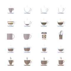 Coffee Cup Icons Set Of Drink Icons Vector Illustration Style Colorful Flat Icons