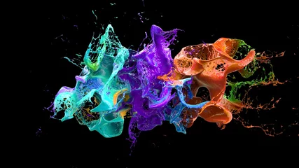 liquid explosion on black 3d illustration