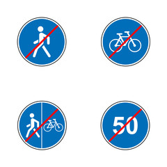 Set of road signs. Signboards. Collection of mandatory traffic signs. Vector illustration.